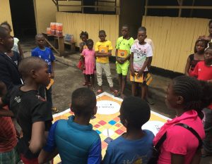VYA club members participating in the Game Board & Question Cards activity